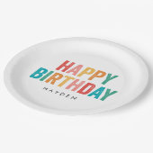 Happy Birthday Rainbow Birthday Party Papieren Bordje (Gekanteld)