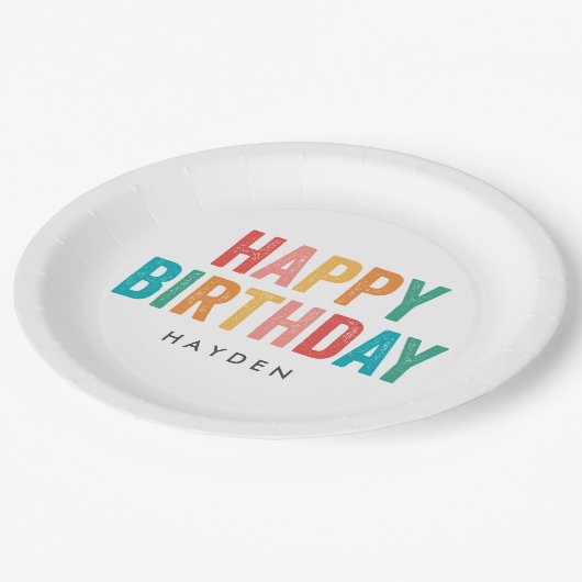 Happy Birthday Rainbow Birthday Party Papieren Bordje (Gekanteld)