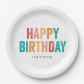 Happy Birthday Rainbow Birthday Party Papieren Bordje (Voorkant)