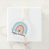 Happy Birthday Rainbow Blue Peach Bedankjes Labels (In situ)