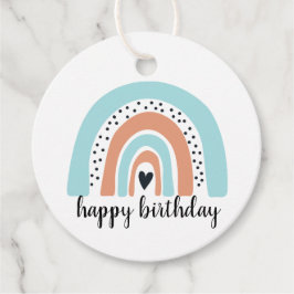 Happy Birthday Rainbow Blue Peach Bedankjes Labels