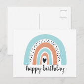 Happy Birthday Rainbow Blue Peach Briefkaart (Voorkant / Achterkant)