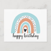 Happy Birthday Rainbow Blue Peach Briefkaart (Voorkant)