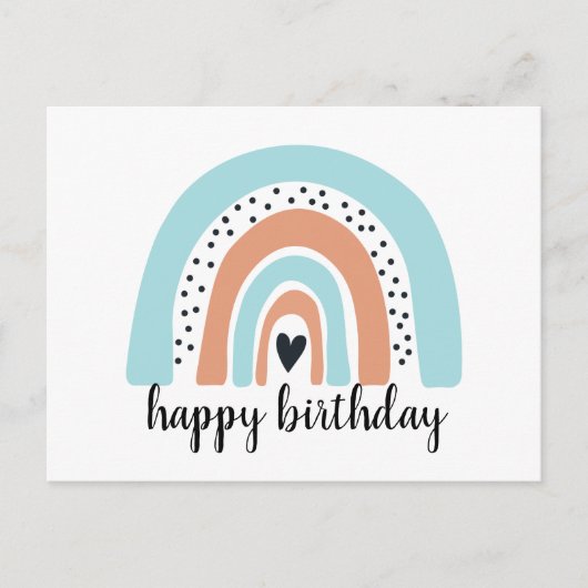 Happy Birthday Rainbow Blue Peach Briefkaart (Voorkant)