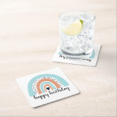 Happy Birthday Rainbow Blue Peach Kartonnen Onderzetters (Insitu)