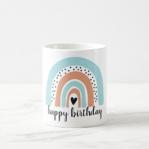 Happy Birthday Rainbow Blue Peach Koffiemok