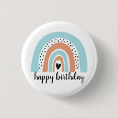 Happy Birthday Rainbow Blue Peach Ronde Button 3,2 Cm (Voorkant)
