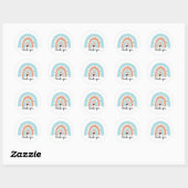 Happy Birthday Rainbow Blue Peach Ronde Sticker (Vel)