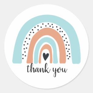 Happy Birthday Rainbow Blue Peach Ronde Sticker