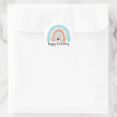 Happy Birthday Rainbow Blue Peach Ronde Sticker (Tas)
