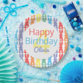 Happy Birthday Rainbow Bunny - Gepersonaliseerde K Papieren Bordje (Feest)
