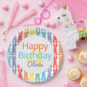 Happy Birthday Rainbow Bunny - Gepersonaliseerde K Papieren Bordje (Feest)