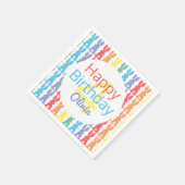 Happy Birthday Rainbow Bunny Gepersonaliseerde Kin Servetten (Hoek)