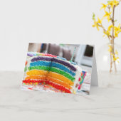 Happy Birthday Rainbow Cake LGBT Kaart (Gele Bloem)