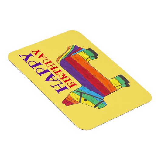 Happy Birthday Rainbow Donkey Pinata Fiesta Party Magneet (Rechterzijde)