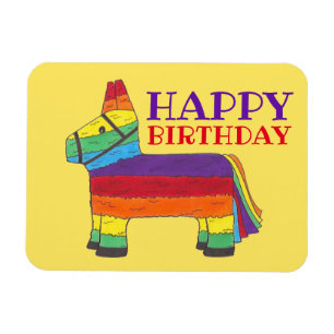 Happy Birthday Rainbow Donkey Pinata Fiesta Party Magneet