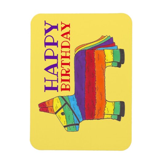 Happy Birthday Rainbow Donkey Pinata Fiesta Party Magneet (Verticaal)