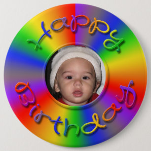 Happy Birthday Rainbow Foto Button