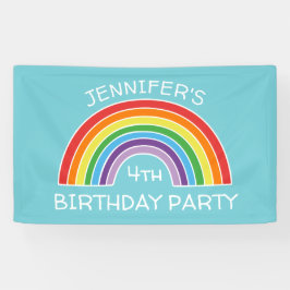 Happy Birthday Rainbow Girls Party - Gepersonalise Spandoek
