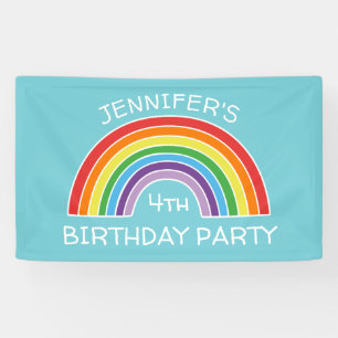 Happy Birthday Rainbow Girls Party - Gepersonalise Spandoek