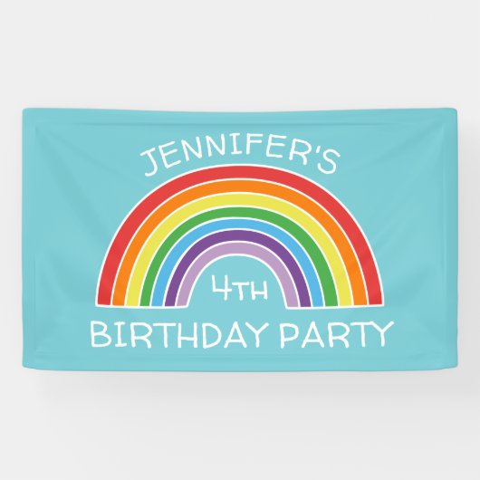 Happy Birthday Rainbow Girls Party - Gepersonalise Spandoek (Horizontaal)