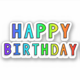Happy Birthday Rainbow Gradient Sticker