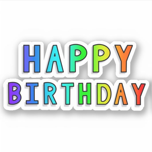 Happy Birthday Rainbow Gradient Sticker (Voorkant)