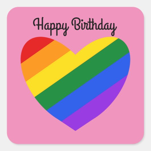 Happy Birthday Rainbow Heart #1 Stickers (Voorkant)