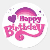 Happy Birthday Rainbow Heart Round Sticker  (Voorkant)