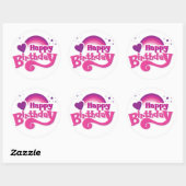 Happy Birthday Rainbow Heart Round Sticker  (Vel)