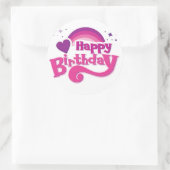 Happy Birthday Rainbow Heart Round Sticker  (Tas)