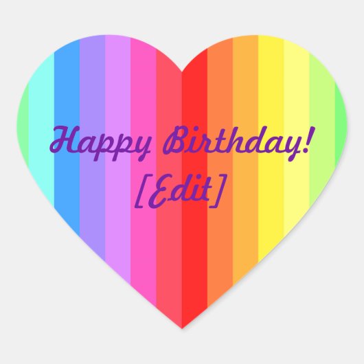 Happy Birthday - Rainbow Heart Stickers (Voorkant)