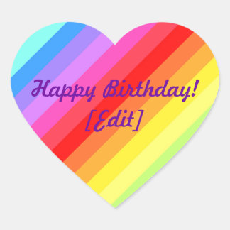 Happy Birthday - Rainbow Heart Stickers