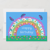 Happy Birthday Rainbow of Flowers Butterflies (Voorkant)
