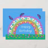Happy Birthday Rainbow of Flowers Butterflies (Voorkant / Achterkant)