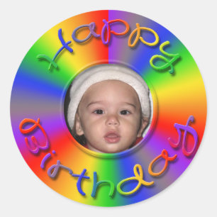Happy Birthday Rainbow Photo Stickers Sjabloon
