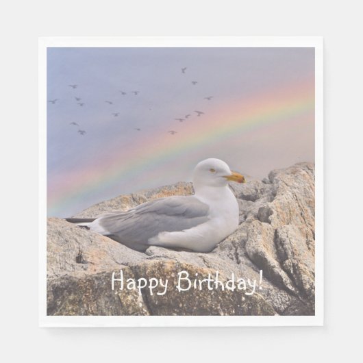 Happy Birthday Rainbow Seagull Servet (Voorkant)