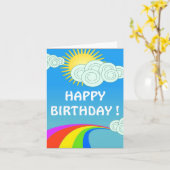 "HAPPY BIRTHDAY" RAINBOW SKY KAART (Gele Bloem)