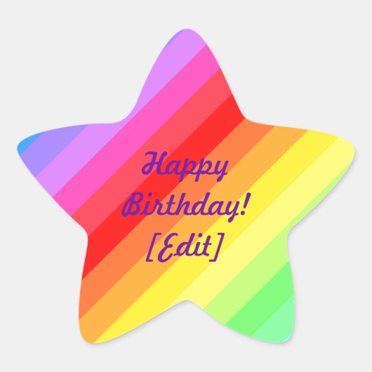 Happy Birthday - Rainbow Star Stickers (Voorkant)