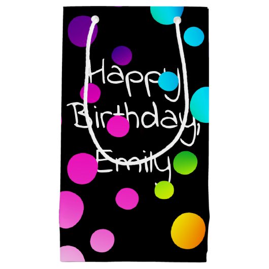 Happy Birthday Rainbow-Stippen Klein Cadeauzakje (Voorkant)