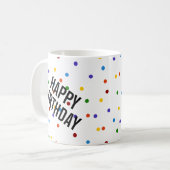 Happy Birthday Rainbow Stippen Pattern White Koffiemok (Voorkant links)