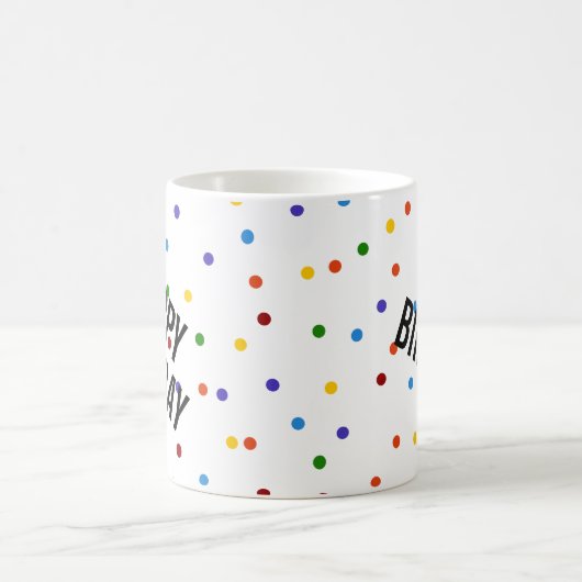 Happy Birthday Rainbow Stippen Pattern White Koffiemok (Center)