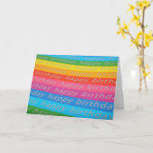 Happy Birthday Rainbow Stripes Verjaardag Kaart (Gele Bloem)