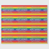 Happy Birthday Rainbow Stripes vreemde talen Cadeaupapier (Vlak)