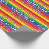 Happy Birthday Rainbow Stripes vreemde talen Cadeaupapier (Hoek)