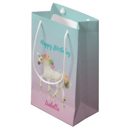 Happy Birthday Rainbow Unicorn Naam Small Gift Bag Klein Cadeauzakje