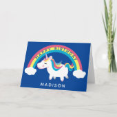Happy Birthday | Rainbow Unicorn | Naam toevoegen Kaart (Voorkant)