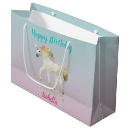 Happy Birthday Rainbow Unicorn Name Large Gift Bag Groot Cadeauzakje