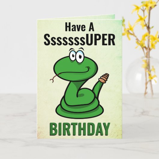 Happy Birthday Rattlesnake Kaart (Gele Bloem)