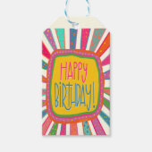 Happy Birthday Rays Kleurrijke Fun Gift Labels Cadeaulabel (Voorkant)